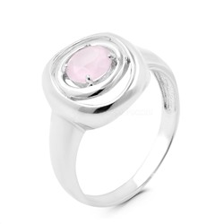Кольцо из серебра с пл.розовым кварцем родированное 925 пробы к0598р121