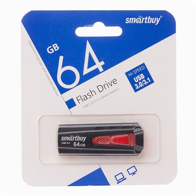 Флэш накопитель USB 64 Гб Smart Buy IRON 3.0 (black/red)