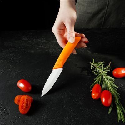Нож керамический Доляна «Симпл», лезвие 8 см, ручка soft touch, цвет оранжевый