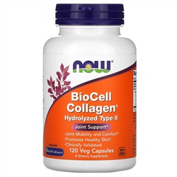 Now Foods, BioCell Collagen, гидролизованный тип 2, 120 растительных капсул