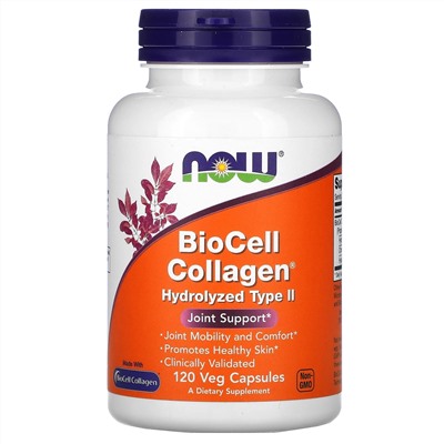 Now Foods, BioCell Collagen, гидролизованный тип 2, 120 растительных капсул