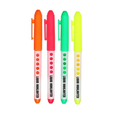 Набор маркеров-текстовыделителей, 4 цвета, 4 мм, с жидкими чернилами