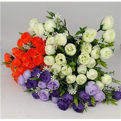 Цветы искусственные декоративные Ранункулюс 26 бутонов + белые цветочки 45 см
