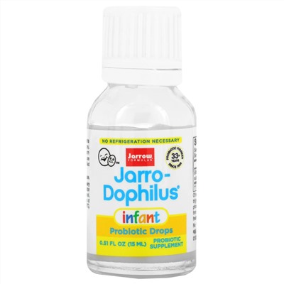 Jarrow Formulas, Jarro-Dophilus, для младенцев, пробиотики в каплях, 1 миллиард живых бактерий, 15 мл (0,51 жидк. унции)