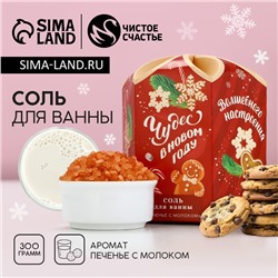 Новогодняя соль для ванны «Чудес в Новом году!», 300 г, аромат печенья с молоком, ЧИСТОЕ СЧАСТЬЕ