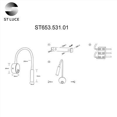 ST653.531.01 Светильник настенный ST-Luce Белый/Белый LED 1*3W 3000K