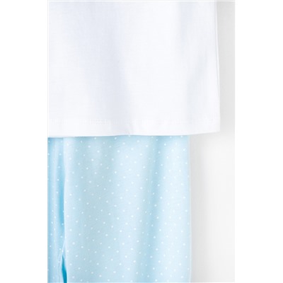 Пижама для девочки Crockid К 1576 белый, крапинка на нежно-голубом