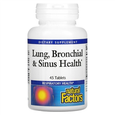 Natural Factors, Здоровье дыхательных путей (Lung, Bronchial & Sinus Health), 45 таблеток