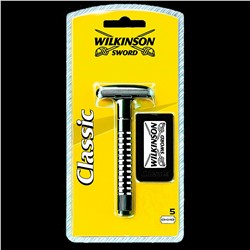Станок для бритья Классический Т-образный Wilkinson Sword/ Schick Classic(+ 5 двусторонних лезвия, Pillar Box)