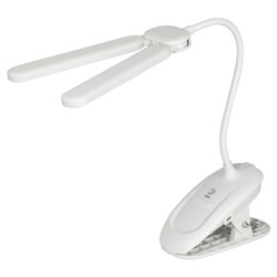 Настольный светильник NLED-512-6W-W светодиодный аккумуляторный на прищепке, цвет белый