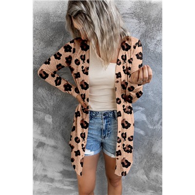 Leopard Printed Open Front Cardigan