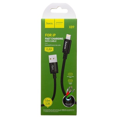 Кабель USB - Apple lightning Hoco X89 Wind  100см 2,4A  (black)