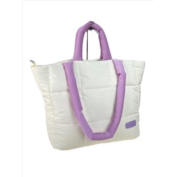 Cтильная женская сумка из водооталкивающей ткани, цвет белый с сиреневым