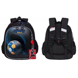 Рюкзак школьный RAz-387-3/1 "Мяч" черный - синий 28х36х20 см GRIZZLY