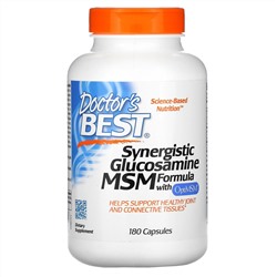 Doctor's Best, синергетическая формула глюкозамина и МСМ с OptiMSM, 180 капсул