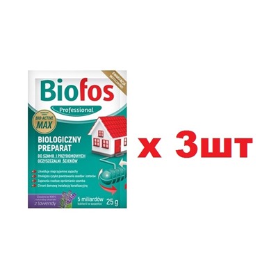 BioFos Professional Биологический препарат для септиков и дачных туалетов 25г 3шт