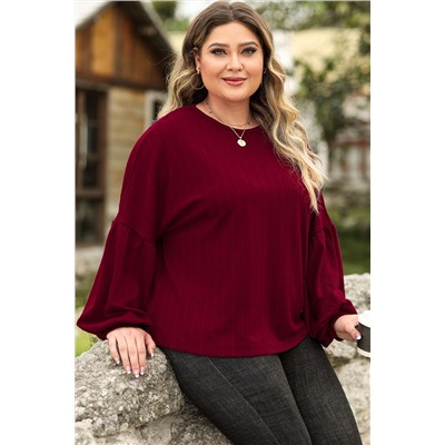 Red Dahlia Plus Size Balloon Sleeve Textured Knit Top