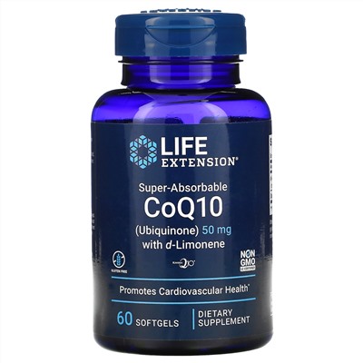 Life Extension, Super-Absorbable CoQ10 with d-Limonene, 50 mg, 60 Softgels