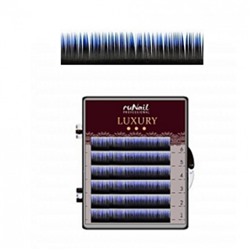 RuNail, Ресницы для наращивания Luxury, Ø 0,1 мм, Mix C, (№10,12,14), цвет: черно-синий, 6 линий