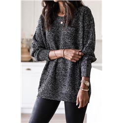 Black Glittering Long Sleeve Tunic Sweater