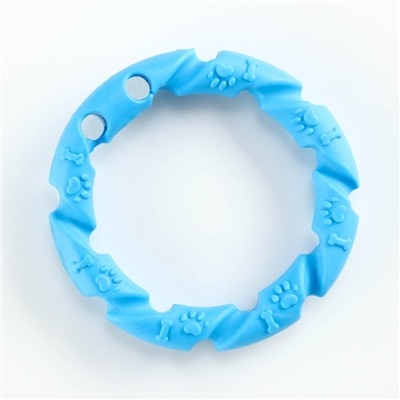 Игрушка жевательная для собак "Витое кольцо", 11,5 см, голубая