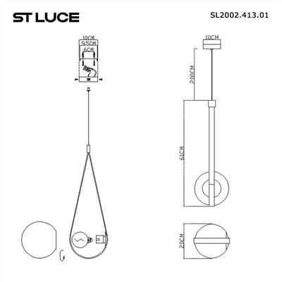 SL2002.413.01 Светильник подвесной ST-Luce Черный/Белый E27 1*60W