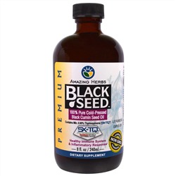 Amazing Herbs, Black Seed, 100% чистое масло семян черного тмина холодного отжима, 240 мл (8 жидк. унций)