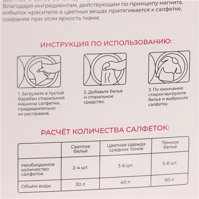 Салфетки для стирки цветного белья Доляна, набор 50 шт