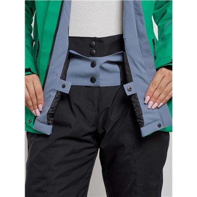 Горнолыжная куртка женская зимняя зеленого цвета 3350Z