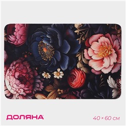 Коврик для дома Доляна Black Flowers, диатомитовый, 40×60 см
