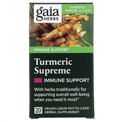 Gaia Herbs, Turmeric Supreme, Immune Support, 20 Veggie Liquid Phyto-Caps