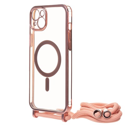 Чехол-накладка - SM016 SafeMag для "Apple iPhone 14 Plus" на ремешке (rose gold) (215641)