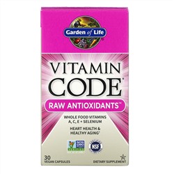 Garden of Life, Vitamin Code, RAW Antioxidants, 30 веганских капсул