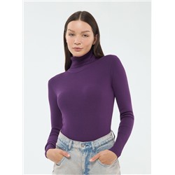 Однотонный свитер с высоким воротом фиолетовый