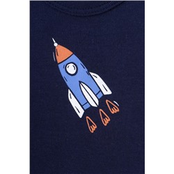 Майка для мальчика Crockid К 1168 глубокий синий (ракеты)