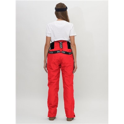 Полукомбинезон брюки горнолыжные женские красного цвета 66789Kr