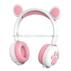 Наушники беспроводные с медвежьими ушками Hello Bear BK5 White Pink (15)