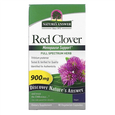 Nature's Answer, красный клевер, 900 мг, 90 вегетарианских капсул