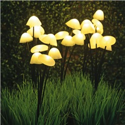 Садовый светильник на солнечной батарее «Волшебные грибы» Uniel, LED, IP44, 3000К, 430х2000х55 мм, цвет белый и чёрный