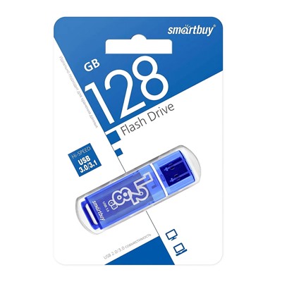 Флэш накопитель USB 128 Гб Smart Buy Glossy 3.0 (dark blue)