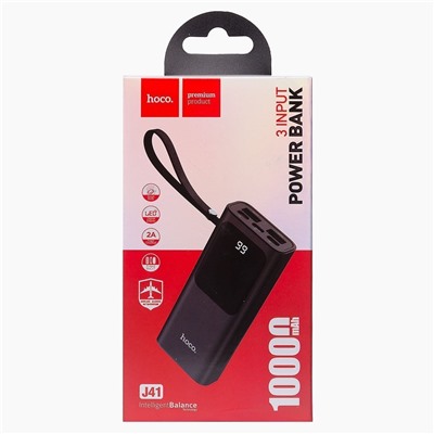 Внешний аккумулятор Hoco J41 (пов.уп) 10 000mAh Micro USB/USB Type-C/Lightning (black)