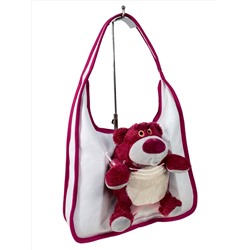 Текстильная сумка с игрушкой, цвет белый с фуксией
