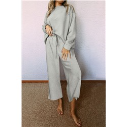 Gray Ultra Loose Textured 2pcs Slouchy Outfit