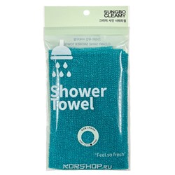 Мочалка для тела с плетением Гофре (жесткая) Cleamy Shine Shower Towel 20*95 см, Корея Акция