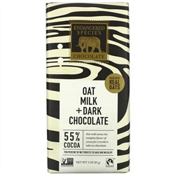 Endangered Species Chocolate, Oat Milk + Dark Chocolate, 55% Cocoa, 3 oz (85 g)