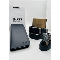 Подарочный набор для мужчины ремень, кошелек, часы + коробка #21214673