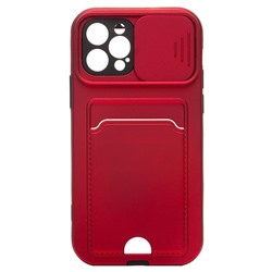 Чехол-накладка - PC066 с картхолдером (360) для "Apple iPhone 12 Pro" (red/black) (206991)