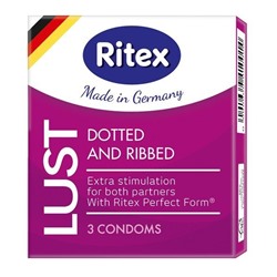 Рифленые презервативы RITEX LUST с пупырышками - 3 шт.