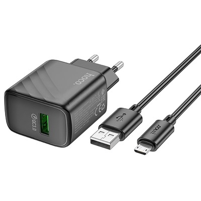 Адаптер Сетевой с кабелем Hoco CS21A Rich QC3.0 USB 18W (USB/Micro USB) (black)