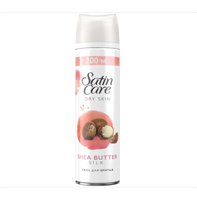 Гель для бритья Джиллетт(ʤɪˈlet) Satin Care Dry Skin c Маслом Ши 200мл для женщин